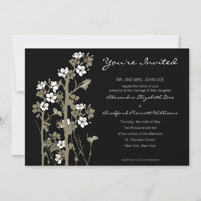 Convite para Casamento Floral Japonês Personalizad (Frente)