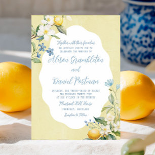 Convite para Casamento Floral La Dolce Vita Lemon