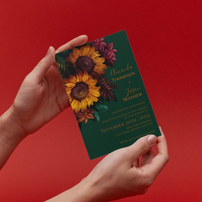 Convite para Casamento Floral Laranja Verde Queima (Green Burnt Orange Floral Wedding Invitation)