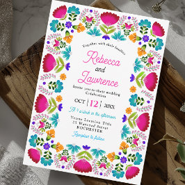 Convite para casamento floral mexicano moderno