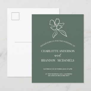 Convite para Casamento Floral Mínimo Verde Florest