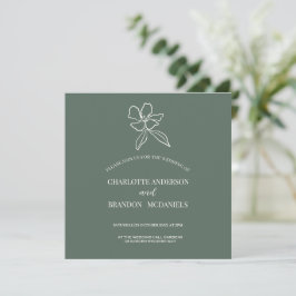 Convite para Casamento Floral Mínimo Verde Florest