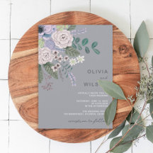 Convite para casamento floral moderno da cinza lav