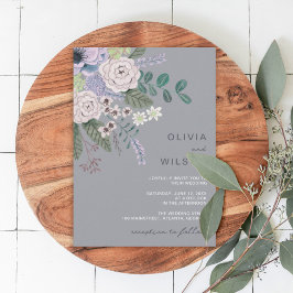 Convite para casamento floral moderno da cinza lav