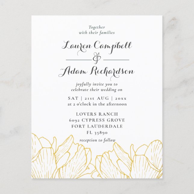 Convite para Casamento Floral Moderno de Orçamento (Frente)