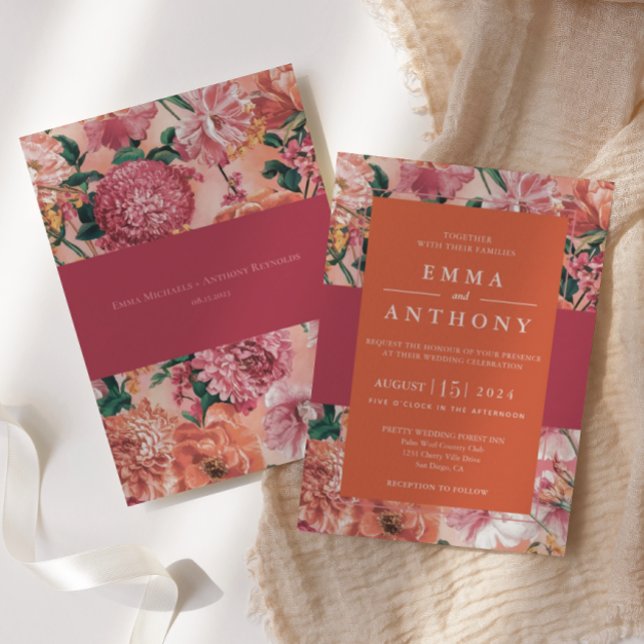 Convite Para Casamento Floral Moderno Do Sunset It (Criador carregado)