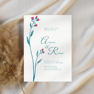 Convite para Casamento Floral Moderno Minimalista