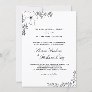 Convite para Casamento Floral Moderno Sharon Clás