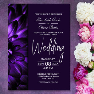 Convite para Casamento Floral Moody Purple