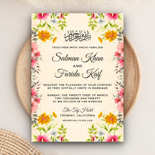 Convite para Casamento Floral Muçulmano