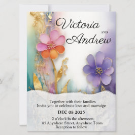 Convite para Casamento Floral Negrito