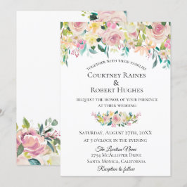 Convite para Casamento Floral Pastel Blush