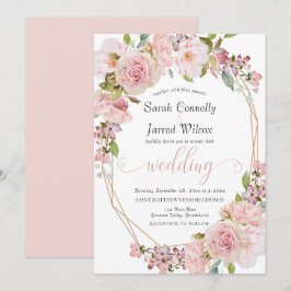 Convite para Casamento Floral Pastel Pink