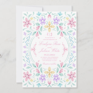 Convite para Casamento Floral Pastel Watercolor