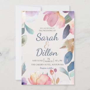 Convite para Casamento Floral Pastel Watercolor