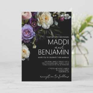 Convite para Casamento Floral Puro-Moody Escuro