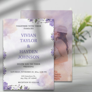Convite Para Casamento Floral Púrpura Doce