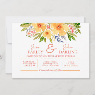 Convite para casamento floral quente