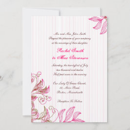 Convite para Casamento Floral Quente-Rosa e Castan
