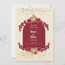 Convite para casamento Floral Red e Creme