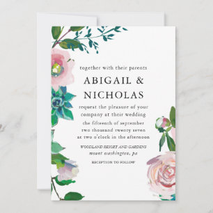 Convite para Casamento Floral Romântico