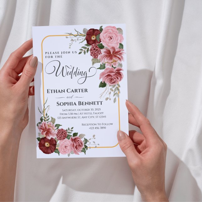 Convite para Casamento Floral Romântico (Criador carregado)