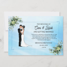 Convite para casamento floral romântico com marca 