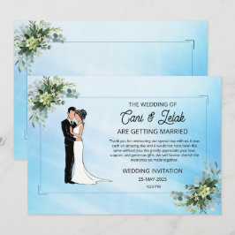 Convite para casamento floral romântico com marca 