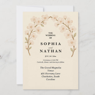 Convite para Casamento Floral Romântico   Elegante