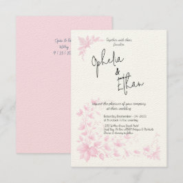 Convite para casamento Floral Rosa-chique