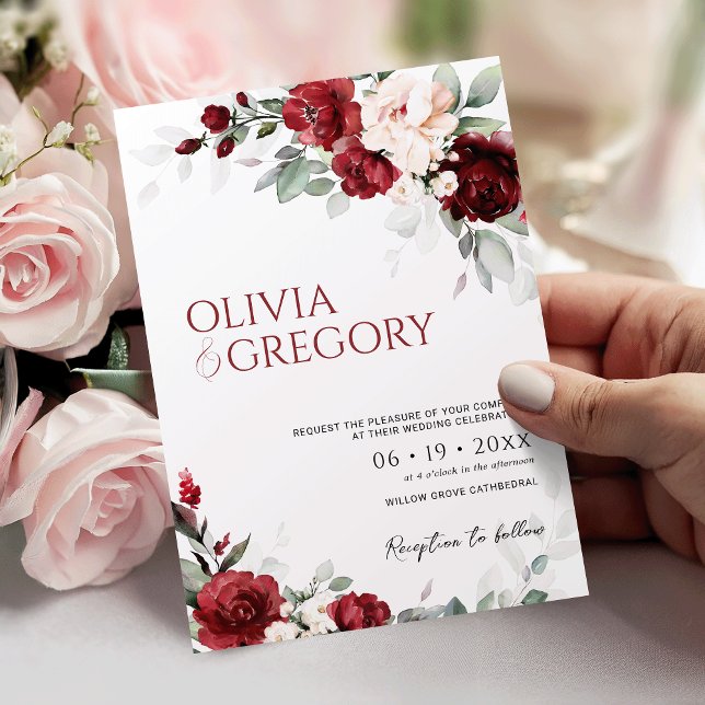 Convite para Casamento Floral Rosa e Borrifa (Criador carregado)