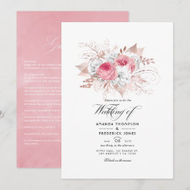 Convite para Casamento Floral Rosa e Rosa Esbranqu
