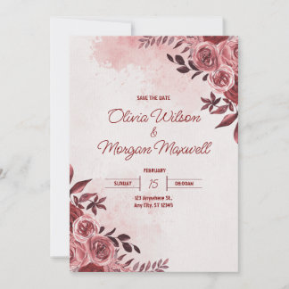 Convite para Casamento Floral Rosa e Vermelho