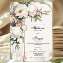 Convite para Casamento Floral Rosa Elegante