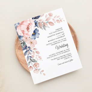 Convite para Casamento Floral Rosa Elegante