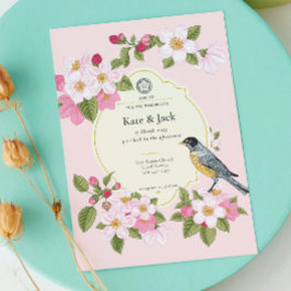 Convite para Casamento Floral Rosa Elegante Japonê