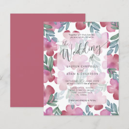 Convite para Casamento Floral Rosa-Rosa-Blush de O