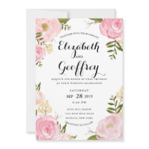 Convite para Casamento Floral Rosa Rosa Moderno