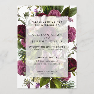 Convite para Casamento Floral Roxo