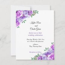 Convite para Casamento Floral Roxo Minimalista
