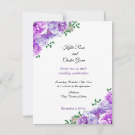 Convite para Casamento Floral Roxo Minimalista