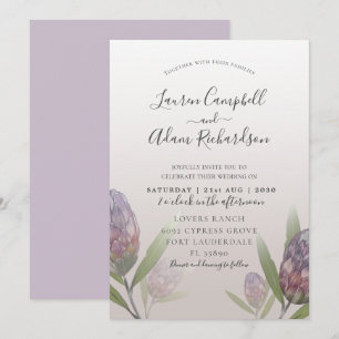 Convite para Casamento Floral Roxo Moderno