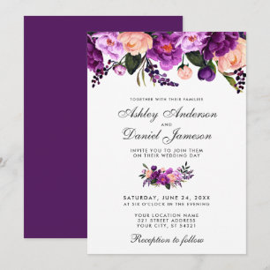 Convite para Casamento Floral Roxo Ultra Violet PB