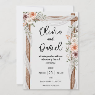 Convite para Casamento Floral Russo de Castanho Br