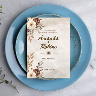 Convite para Casamento Floral Russo Moderno