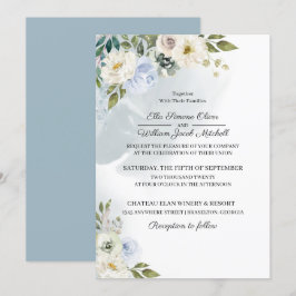 Convite para Casamento Floral Rustic Blue