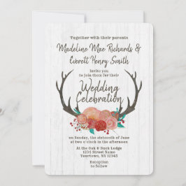 Convite Para Casamento Floral Rustic Boho Deer Ant