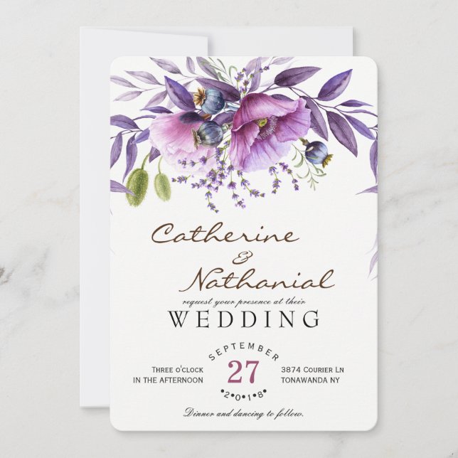Convite para Casamento Floral Simples Moderno (Frente)