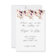 Convite para Casamento Floral Simples Rosa/Pessegu