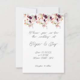 Convite para Casamento Floral Simples Rosa/Pessegu